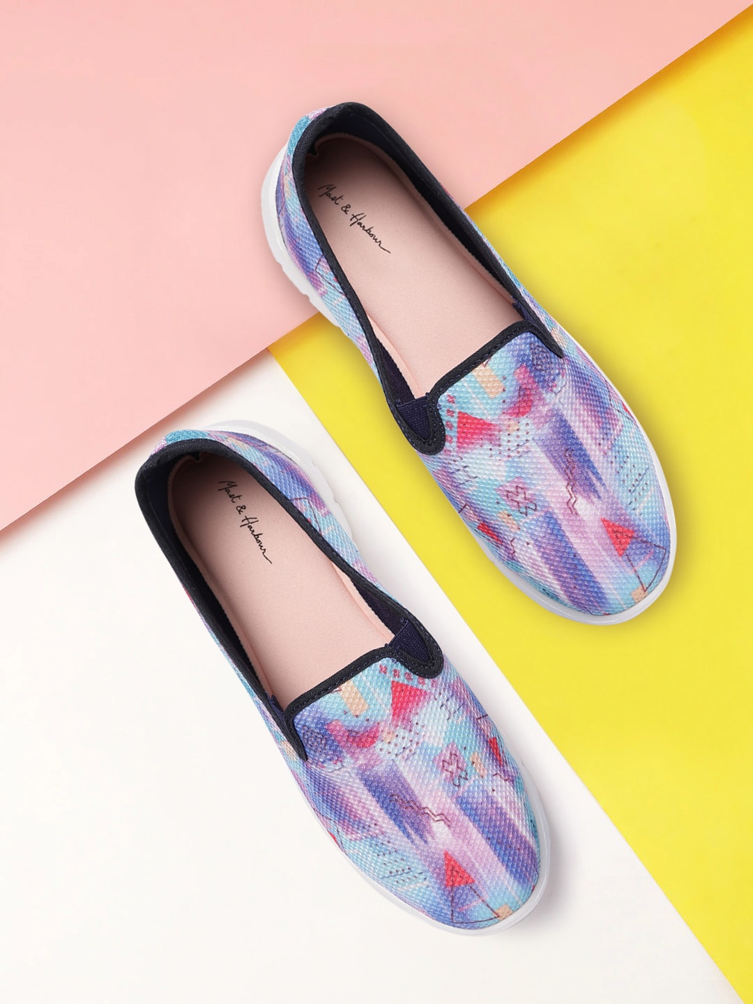 Mast & Harbour Women Multicoloured Printed Slip-On Sneakers Price in India