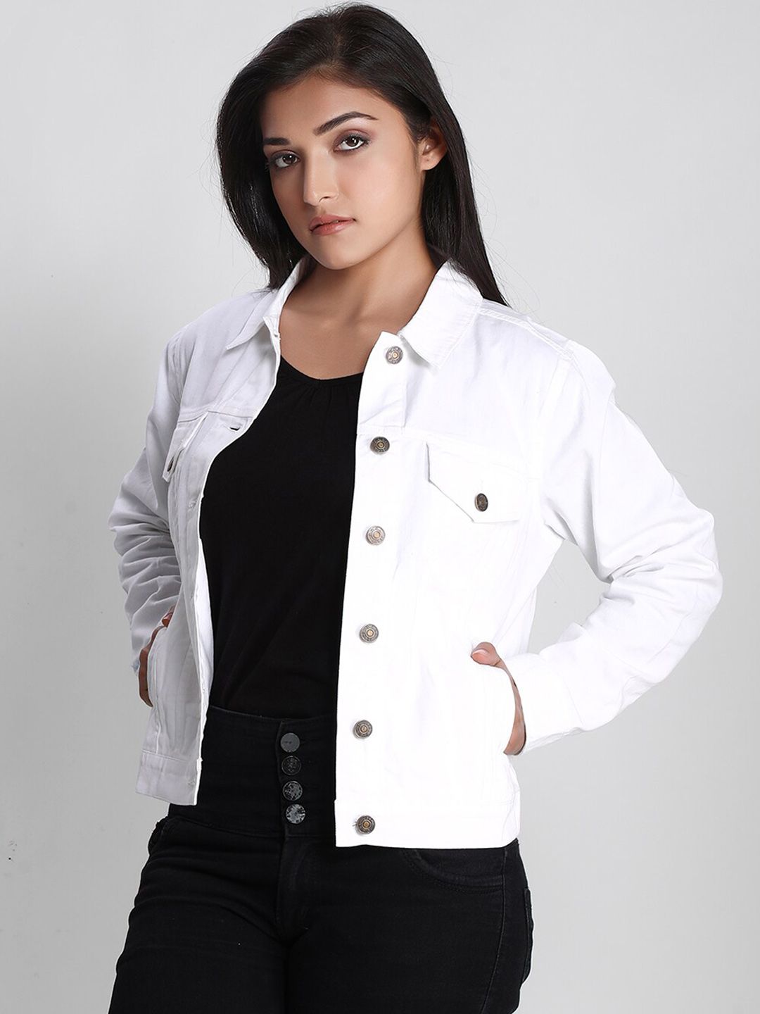 Dream of Glory Inc Women White Denim Jacket Price in India