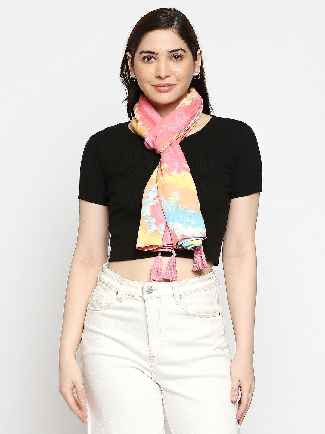 BELLEZIYA Women Multicoloured Printed Scarf Price in India