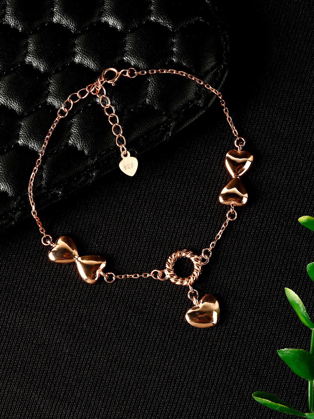 GIVA Women Rose Gold Toned 925Sterling Silver Rose Gold-Plated Charm Bracelet Price in India