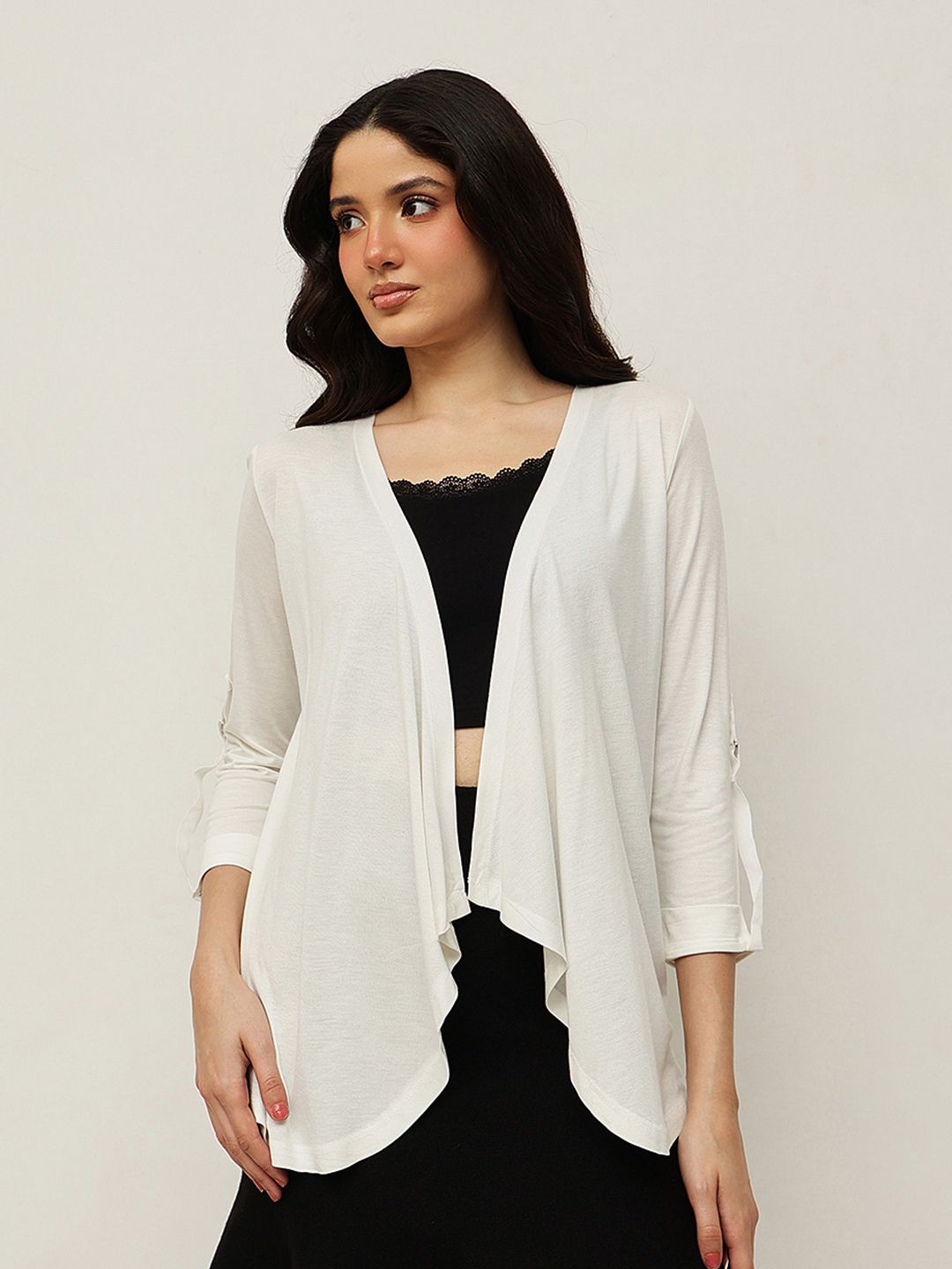 Espresso Women Off White Waterfall Shrug