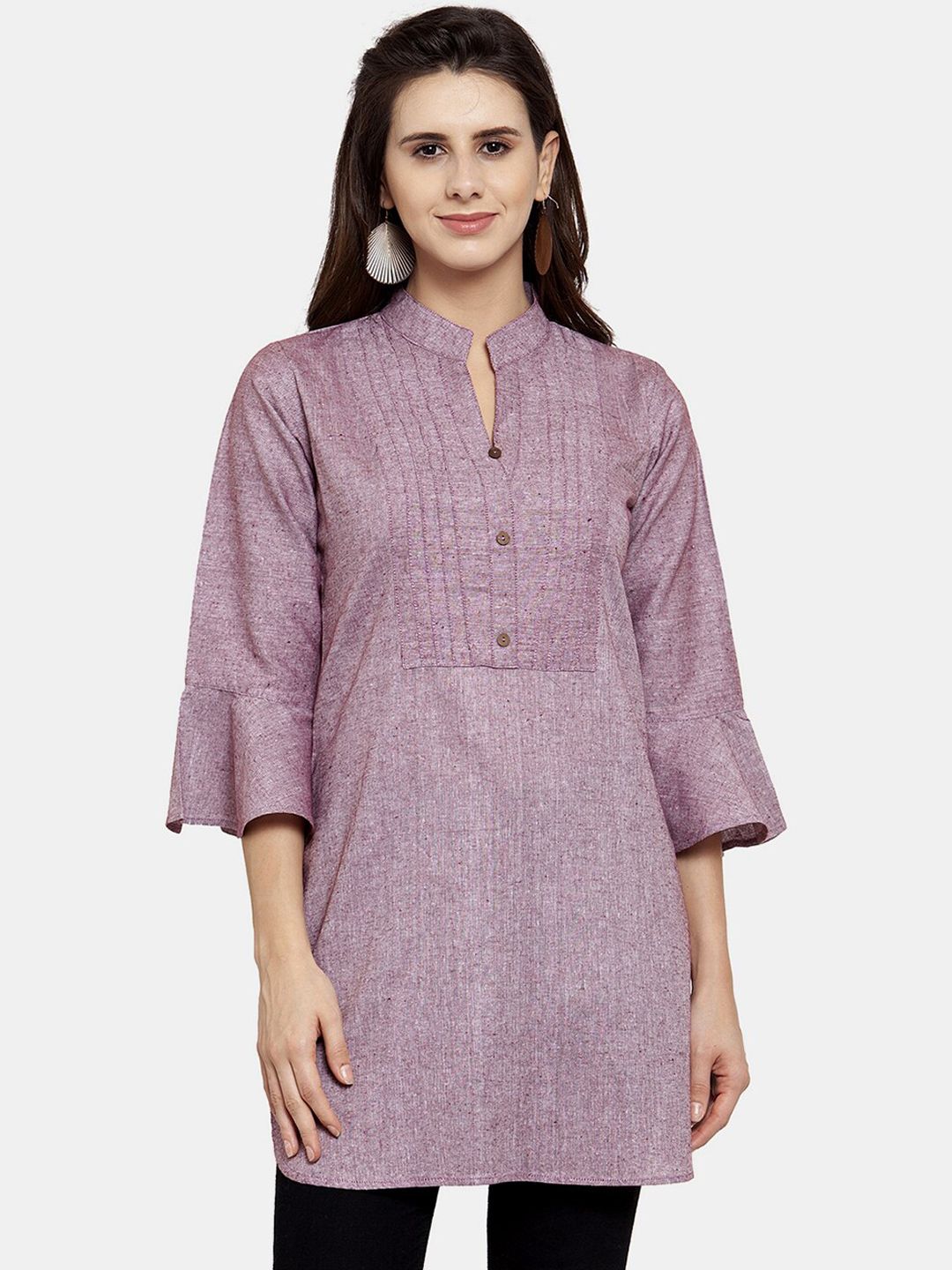 Enchanted Drapes Women Purple Bell Sleeves Kurta Price in India