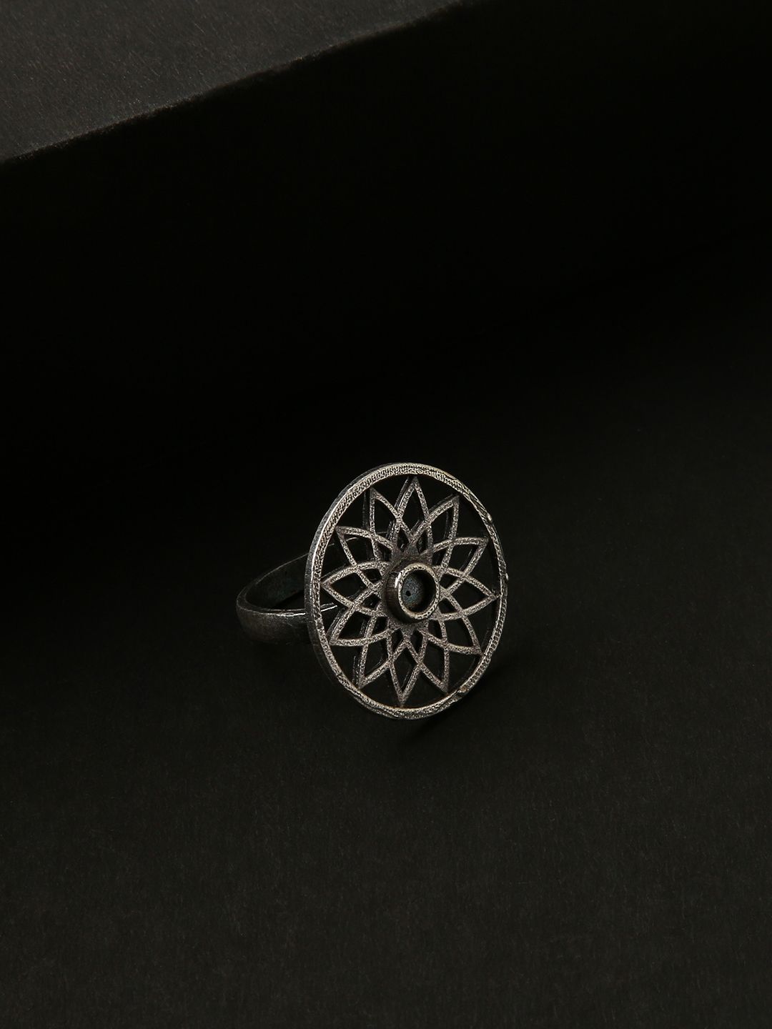justpeachy Oxidised Silver-Plated Finger Ring Price in India