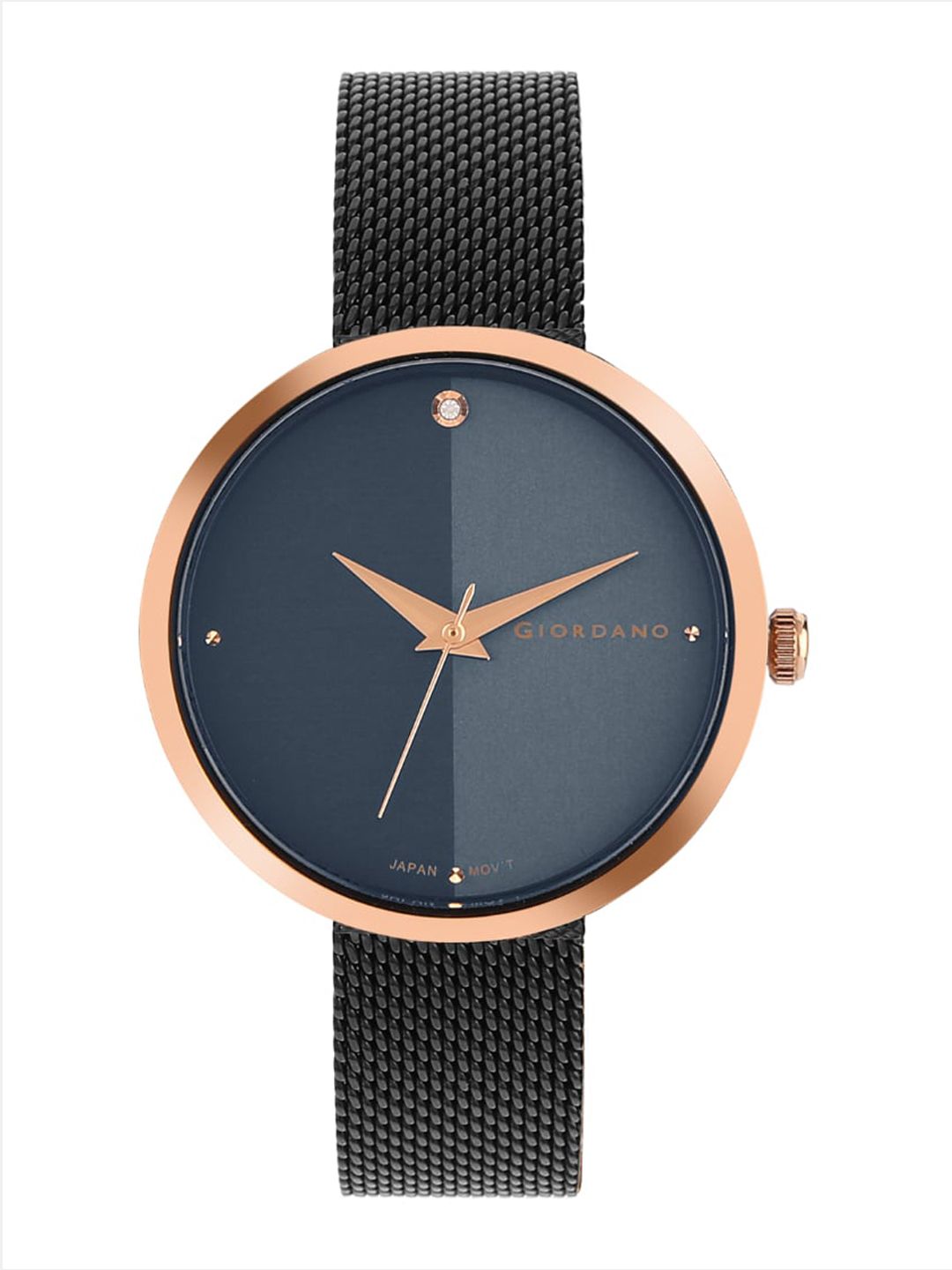 GIORDANO Women Blue Dial & Black Bracelet Style Straps Analogue Watch GD-4062-22 Price in India
