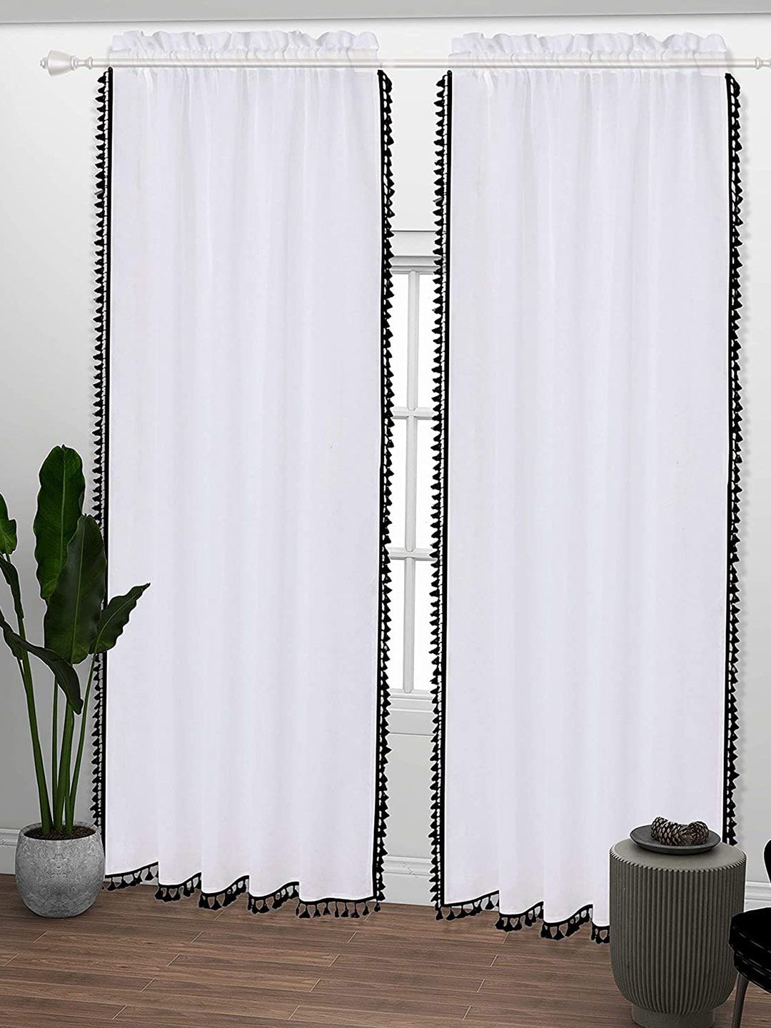URBAN SPACE Set Of 2 White Window Curtain Price in India
