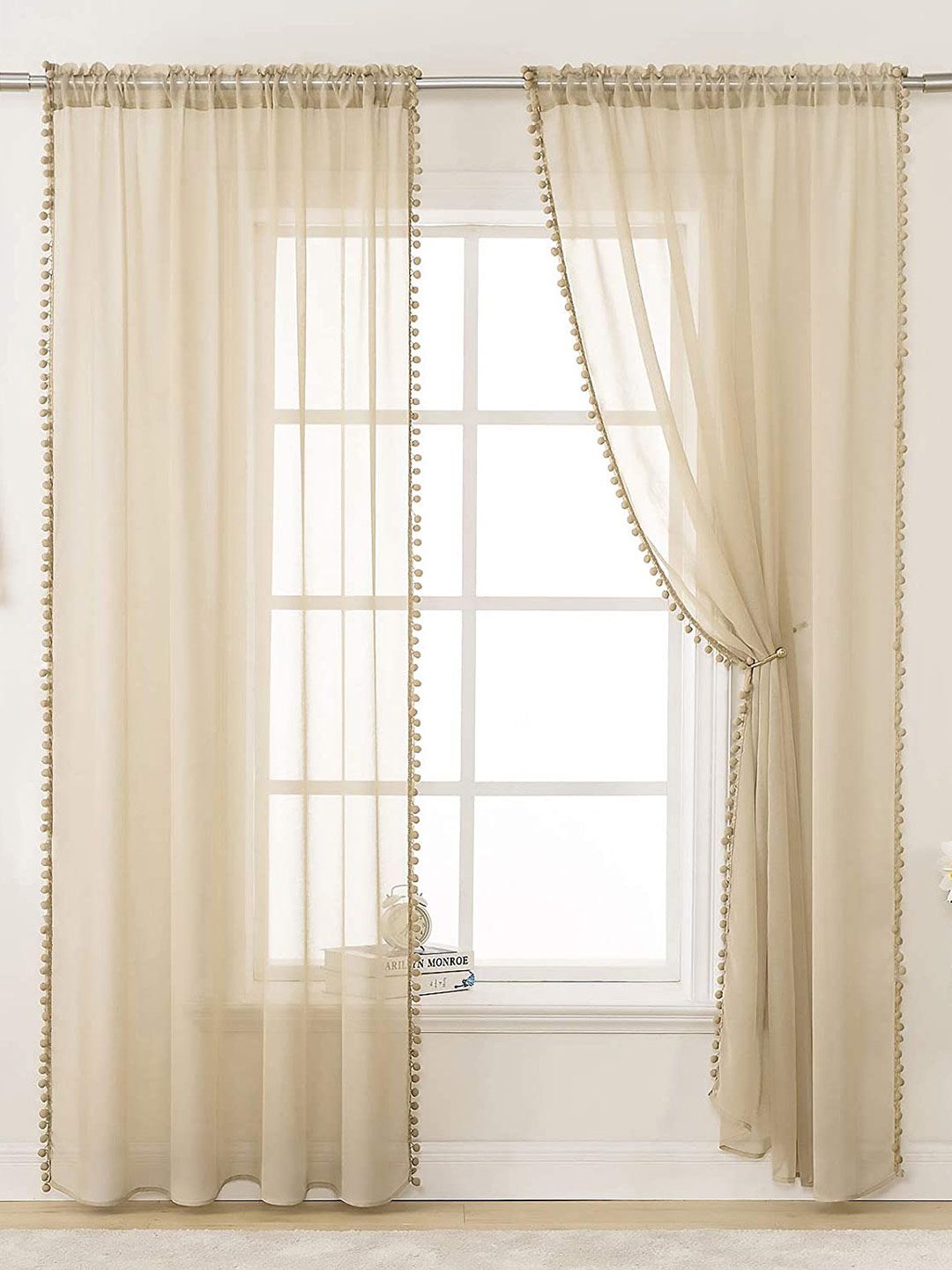 URBAN SPACE Taupe Set of 2 Window Curtain Price in India