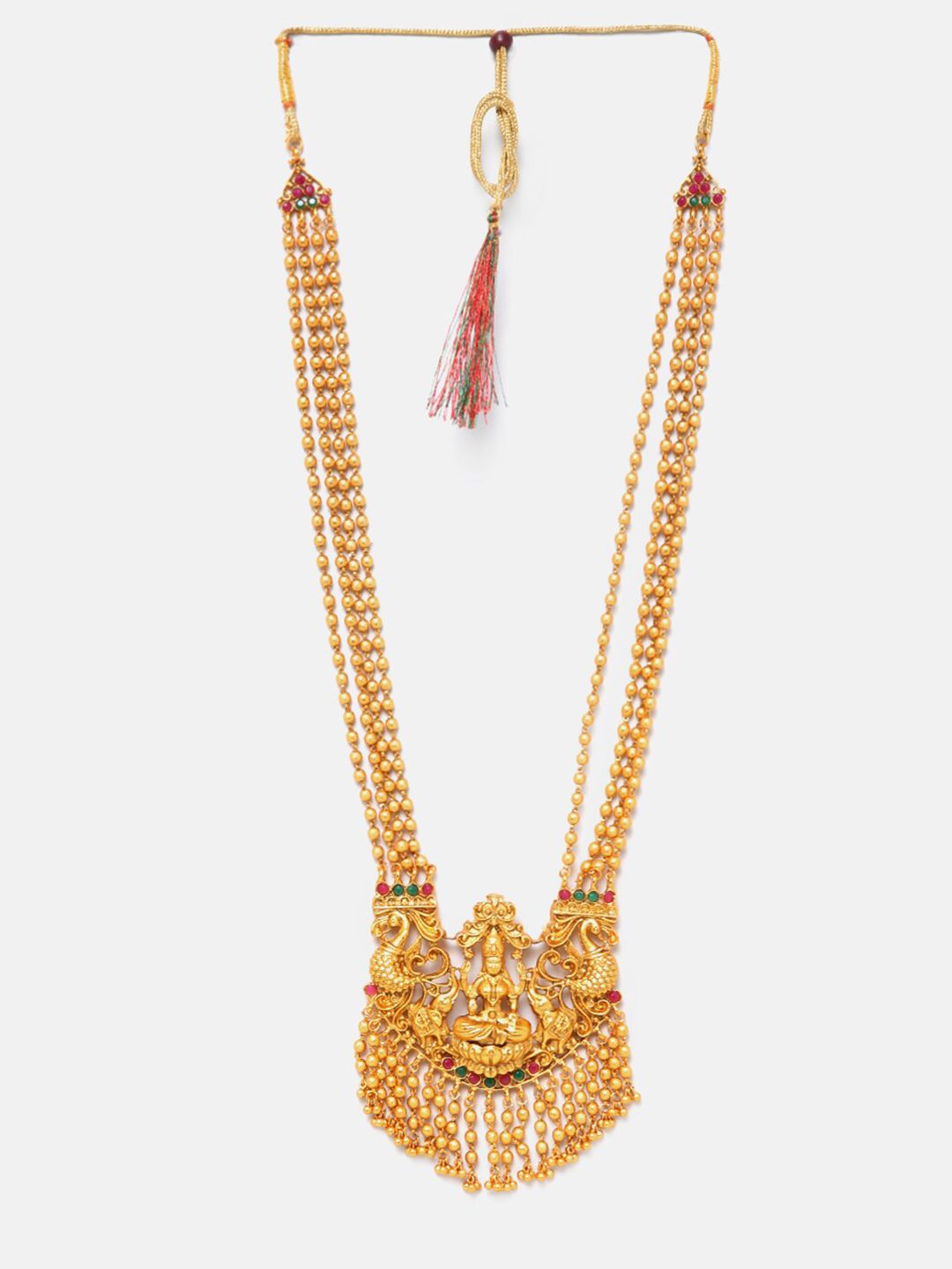 GRIIHAM Gold-Plated Antique Finish Long Lakshmi Necklace Price in India