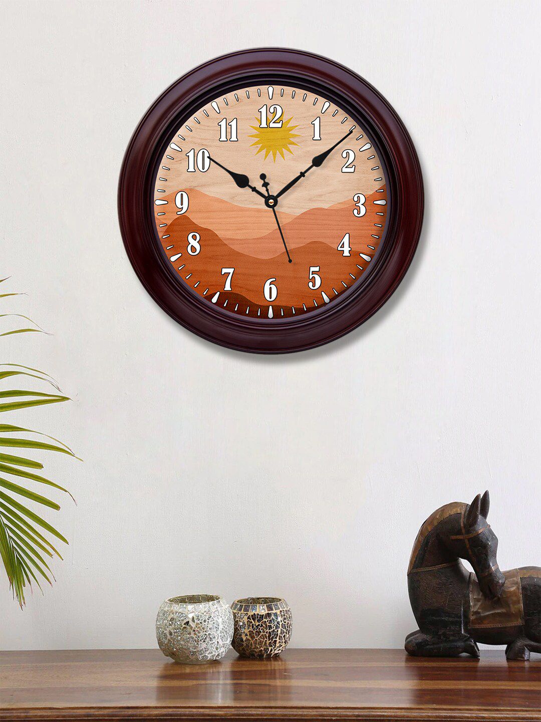 999Store Brown & Yellow Printed Traditional 30.4 cm Analogue Wall Clock Price in India