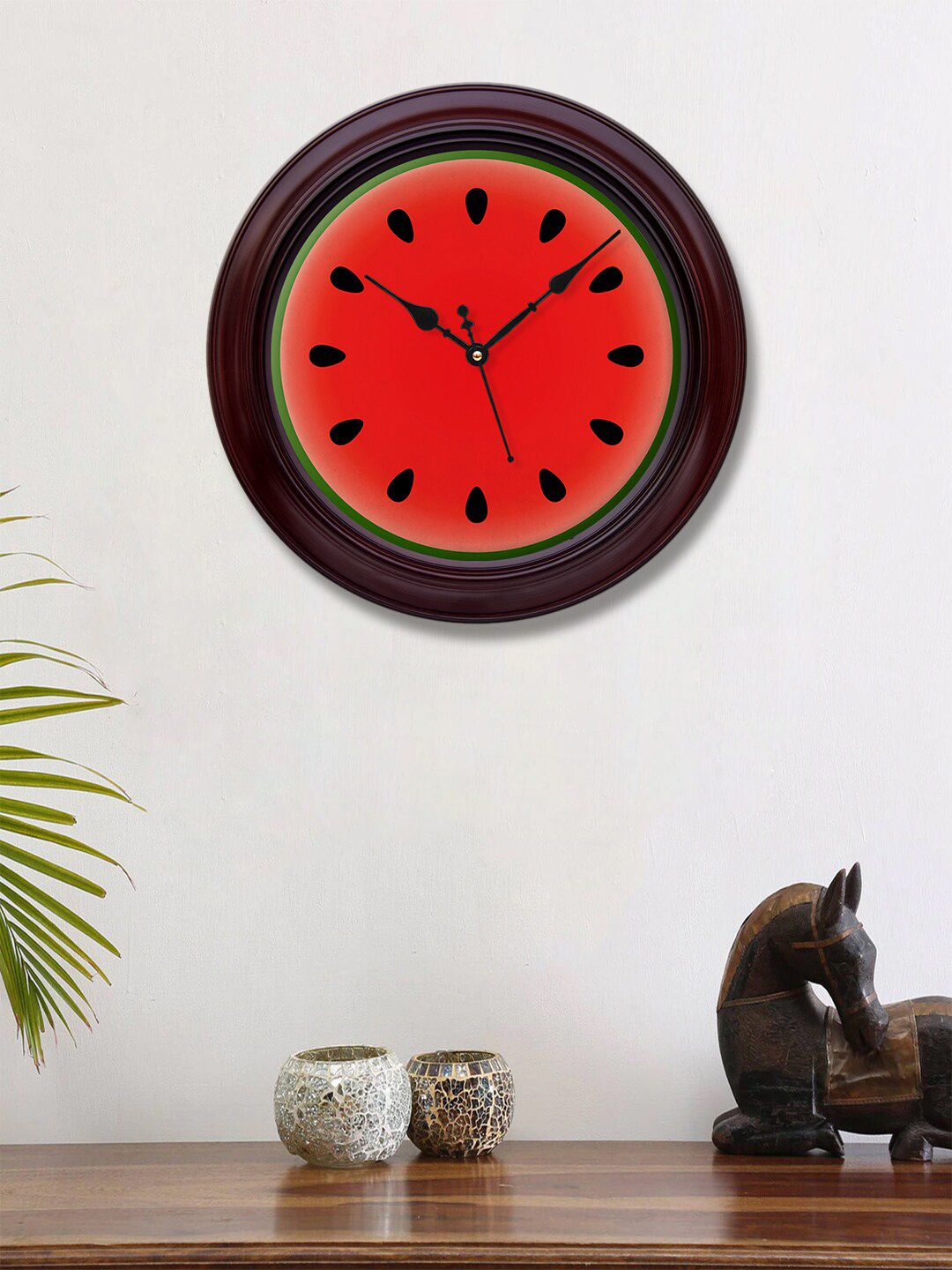 999Store Red & Black Fruit Printed Contemporary Wall Clock Price in India