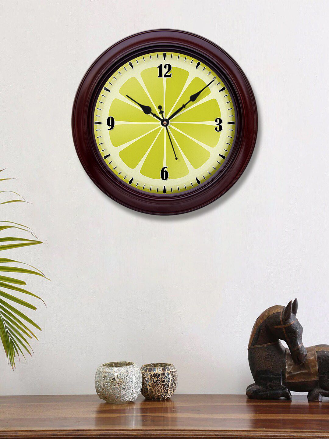 999Store Green & Brown Printed Contemporary Wall Clock Price in India