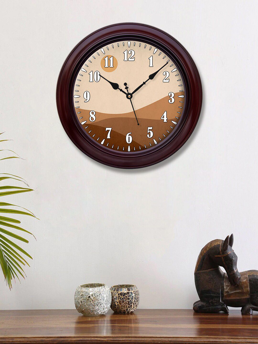 999Store Brown & White Printed Analogue Contemporary Wall Clock Price in India