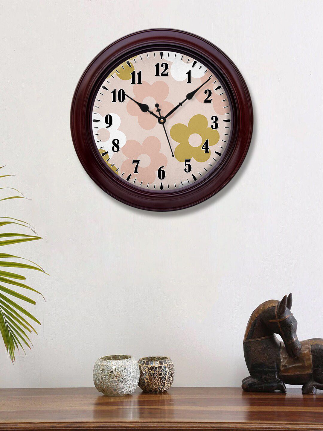999Store Brown & Pink Printed Traditional 30.4 cm Analogue Wall Clock Price in India