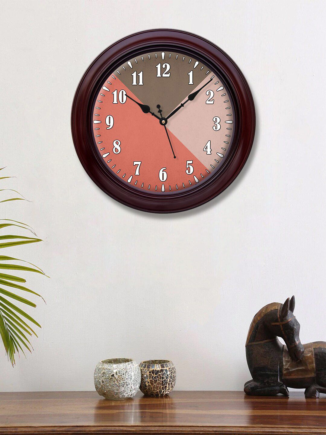 999Store Peach-Coloured & White Printed Contemporary Wall Clock Price in India