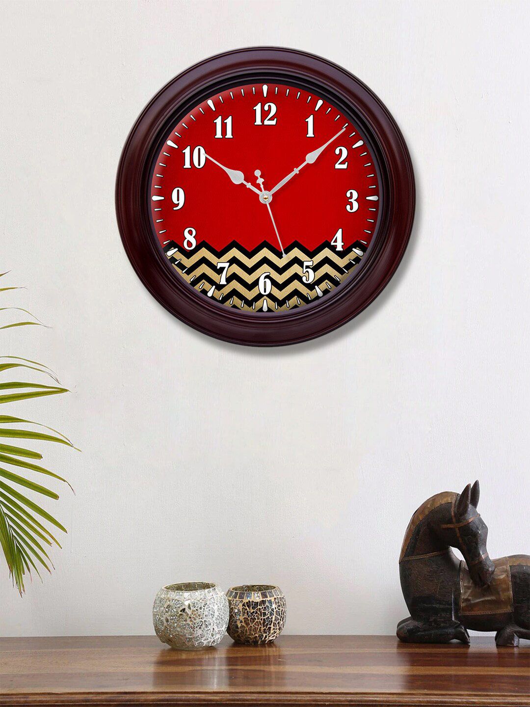 999Store Red & Brown Printed Traditional Wall Clock Price in India