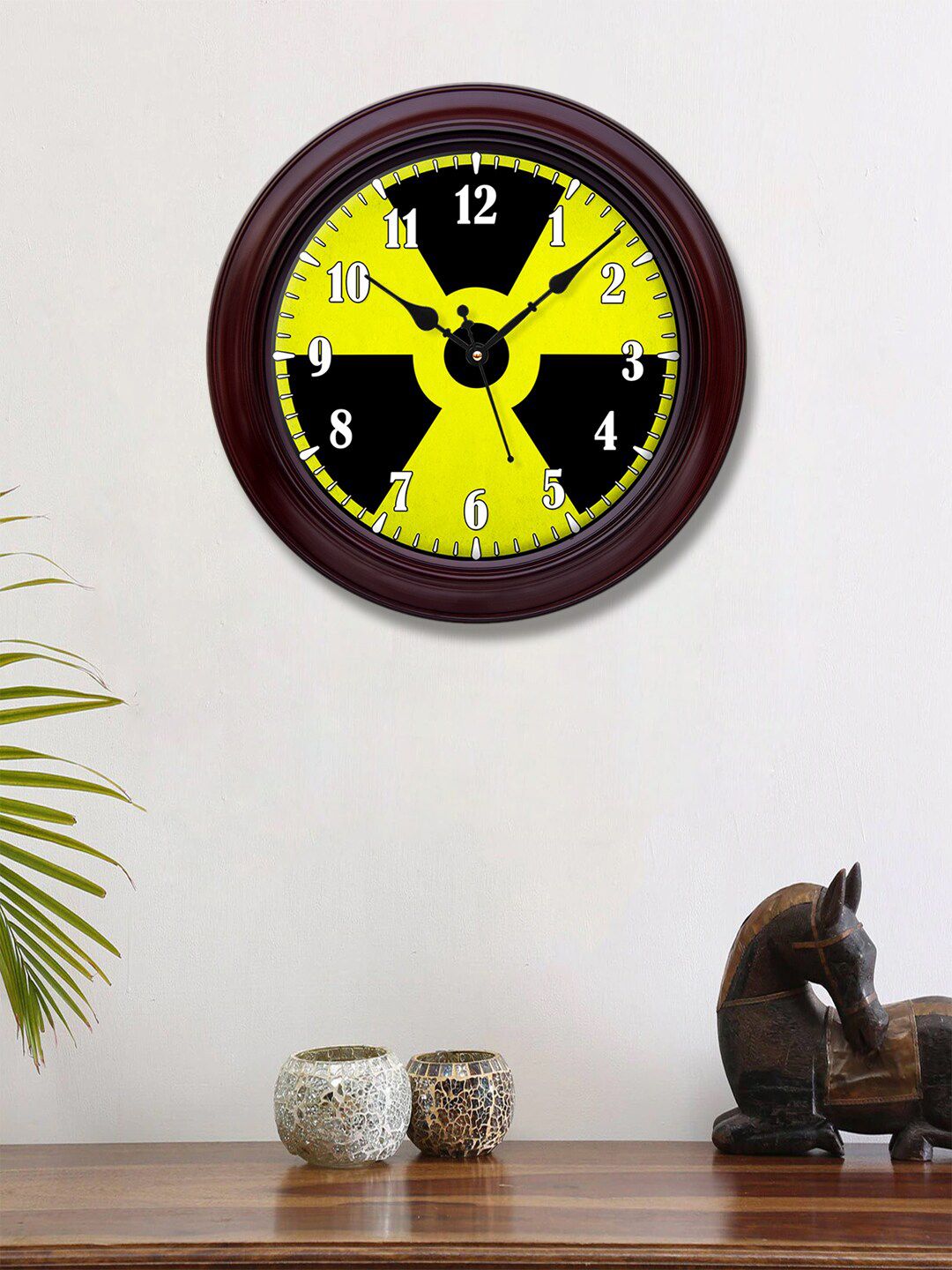 999Store Yellow & Black Printed Contemporary Wall Clock Price in India