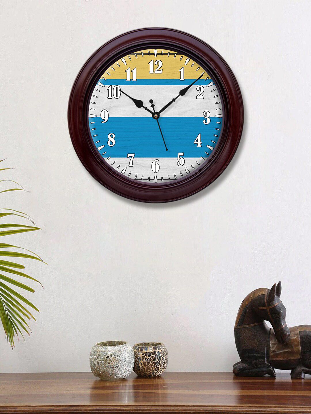 999Store White & Blue Printed Contemporary Wall Clock Price in India