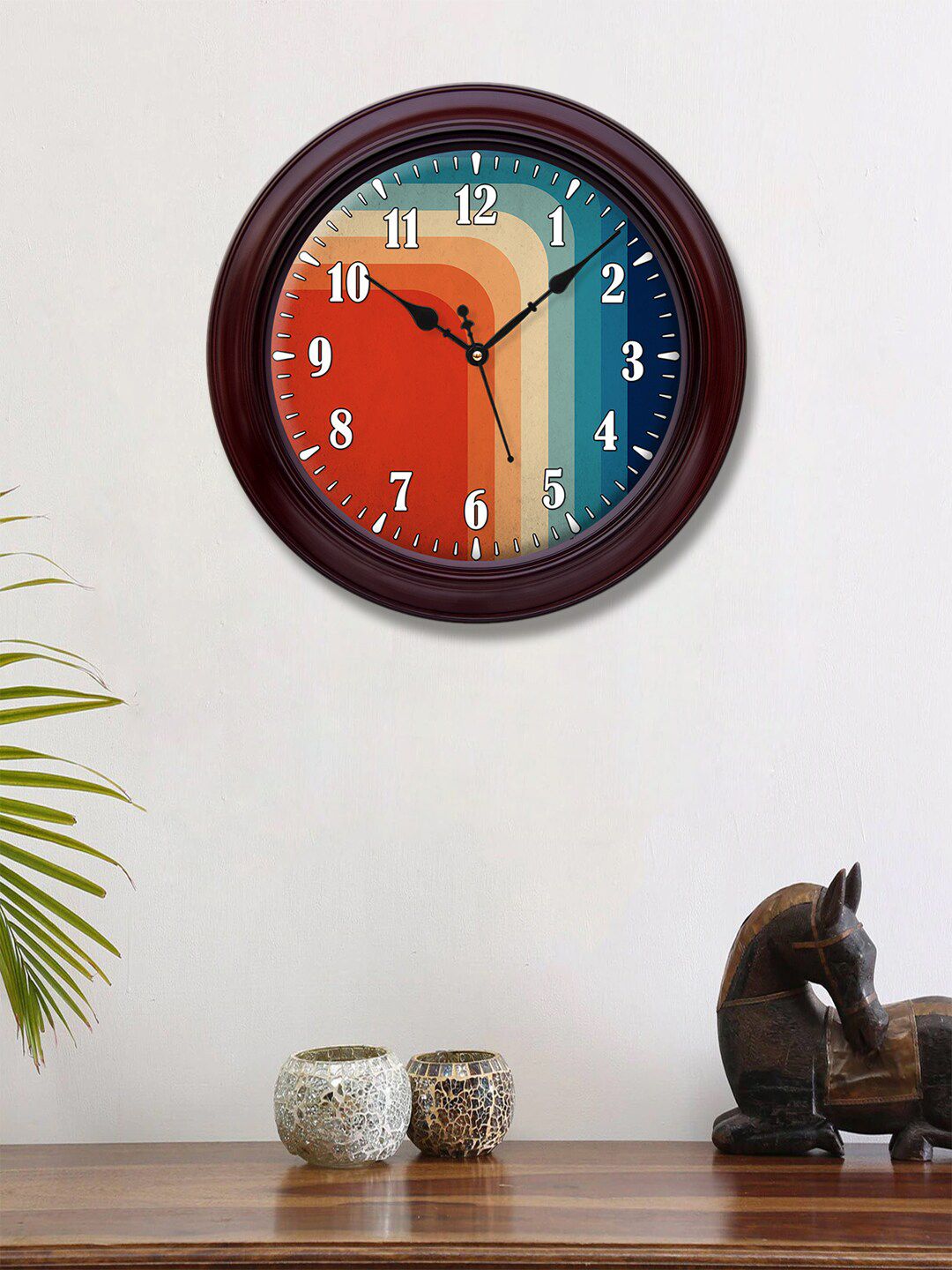 999Store Red & Brown Printed Contemporary Wall Clock Price in India