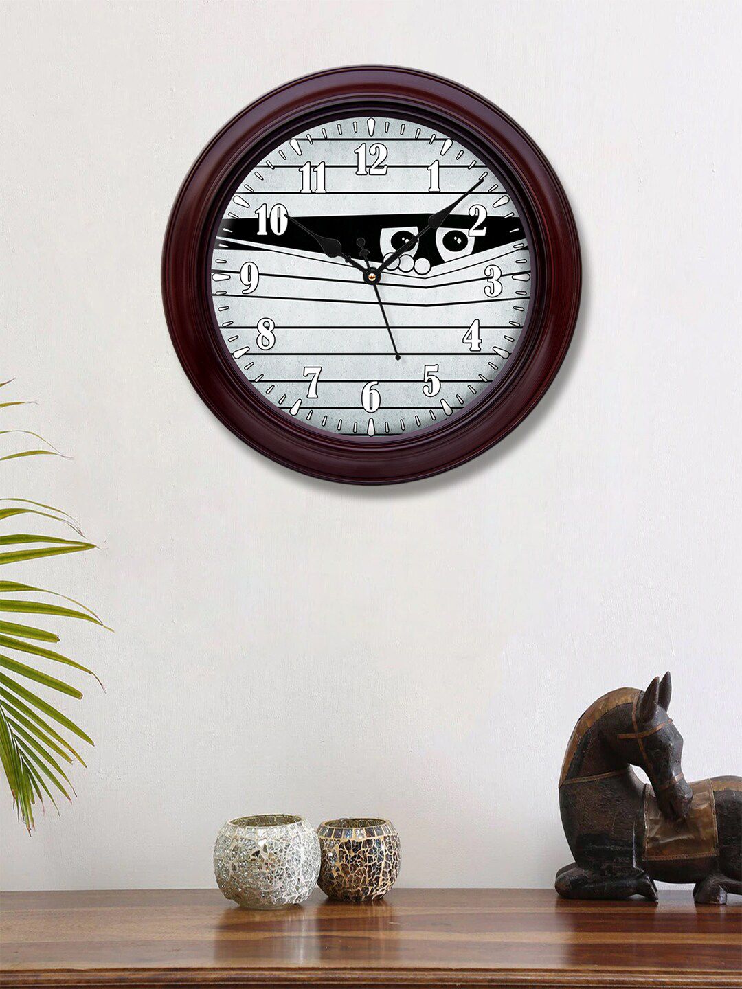 999Store White & Brown Printed 30.48 Cm Contemporary Wall Clock Price in India