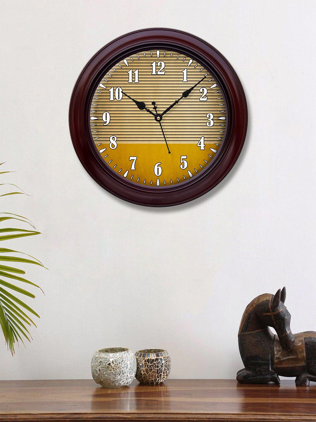 999Store Brown & Yellow Printed 30 cm Analogue Contemporary Wall Clock Price in India