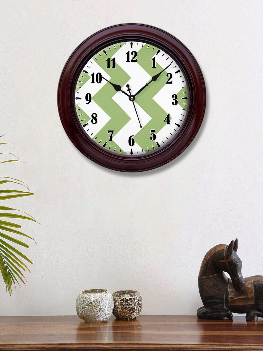 999Store Green & White Printed Contemporary 30.4 cm Analogue Wall Clock Price in India