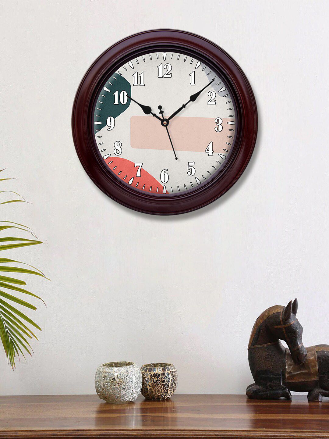 999Store Grey & Red Printed Contemporary Wall Clock Price in India