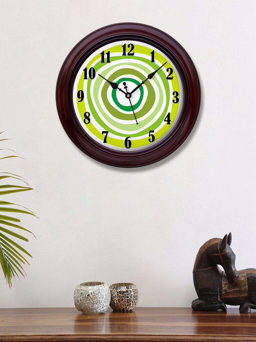 999Store Green & Brown Printed Contemporary 30.48 cm Wall Clock Price in India