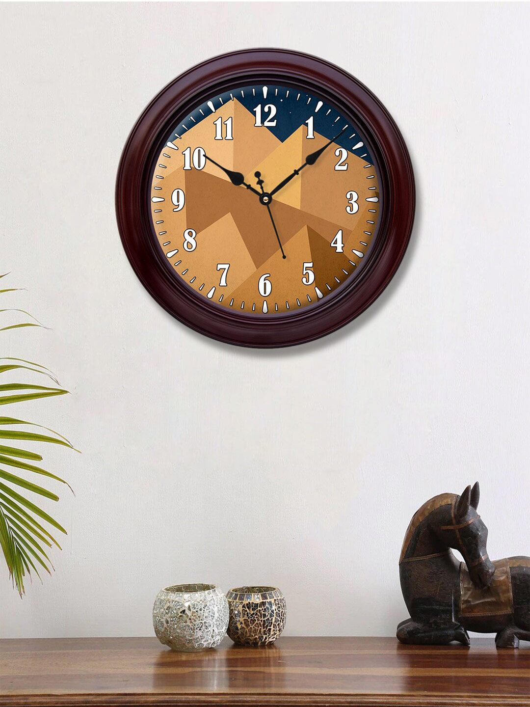 999Store Brown & White Printed Contemporary Analogue Wall Clock Price in India