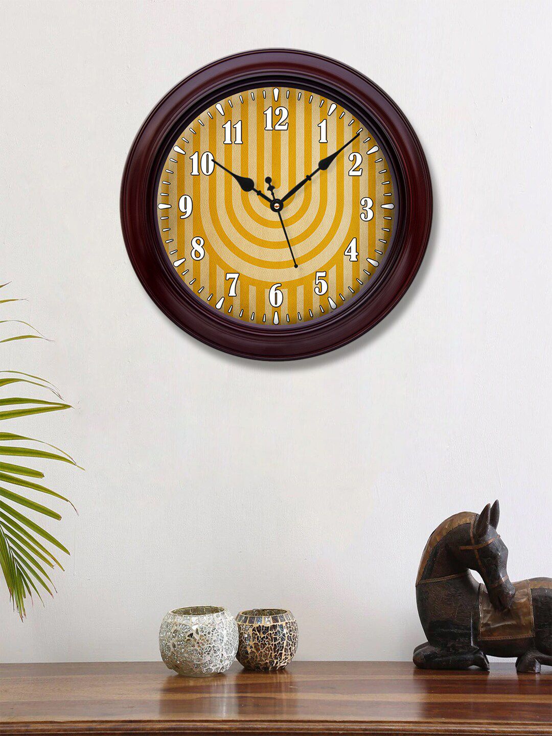 999Store Yellow & Brown Printed Contemporary Wall Clock Price in India