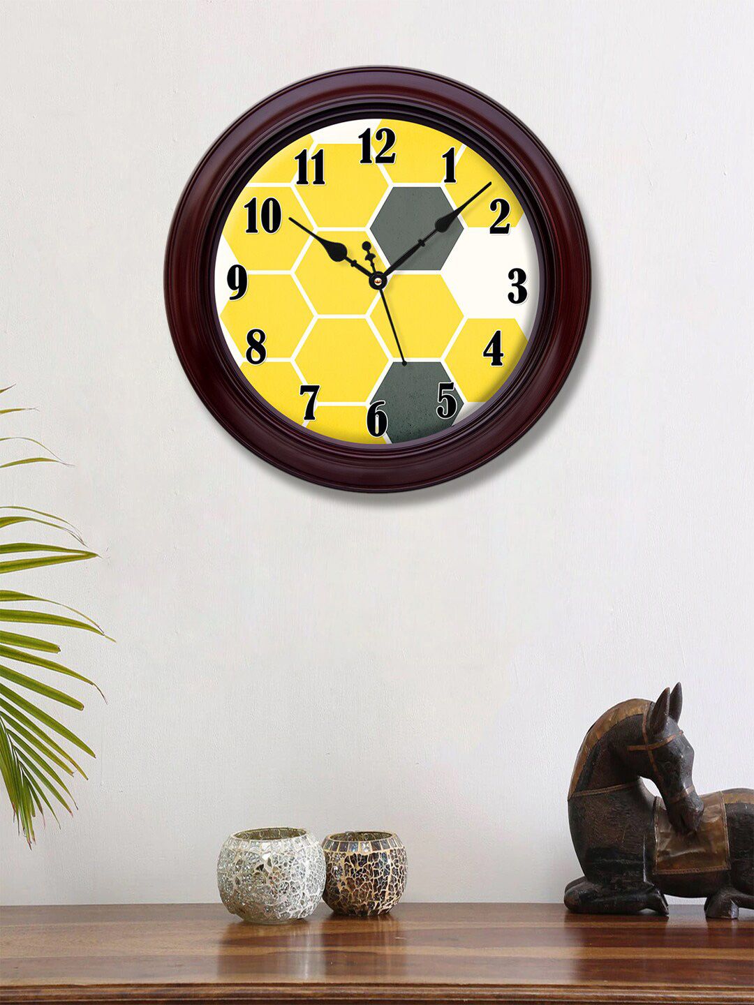 999Store Yellow & Grey Printed Traditional Wall Clock Price in India