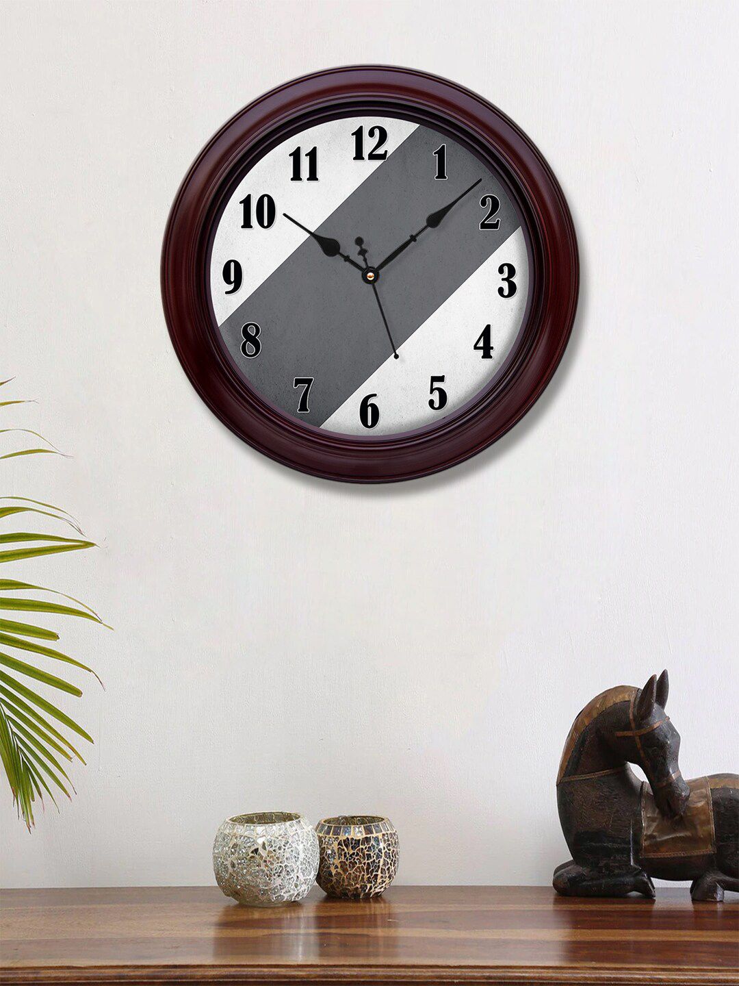 999Store Grey & Brown Printed Contemporary Wall Clock Price in India