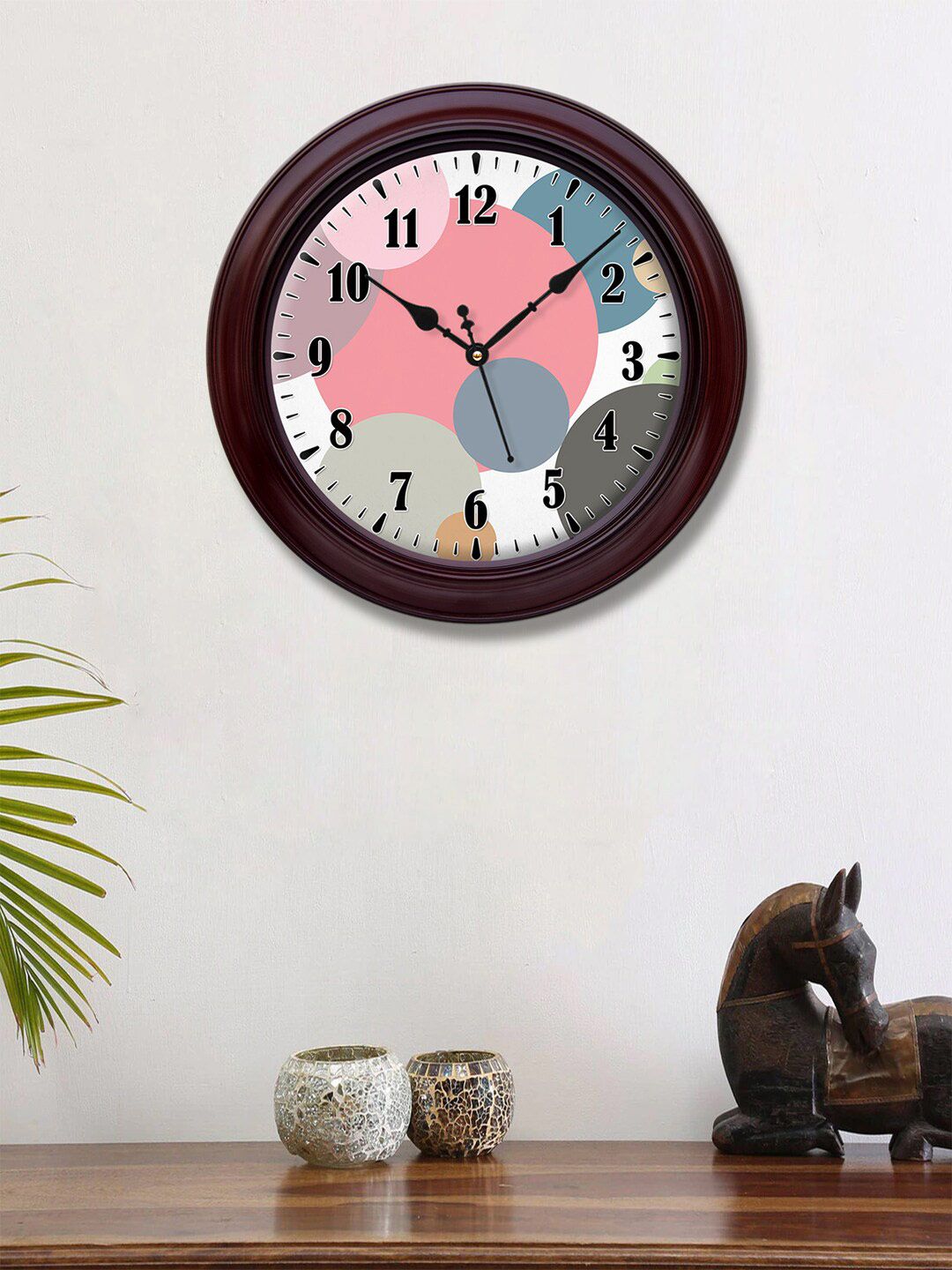 999Store White & Pink Printed Traditional 30.4 cm Analogue Wall Clock Price in India