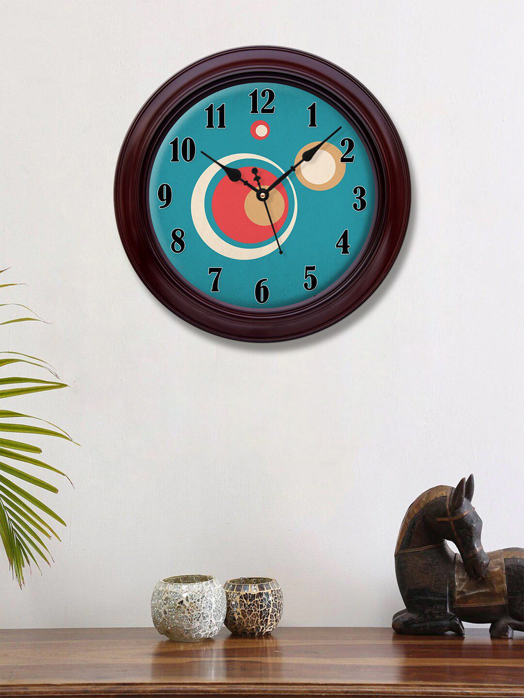 999Store Blue & Red Printed Analogue Contemporary Wall Clock Price in India
