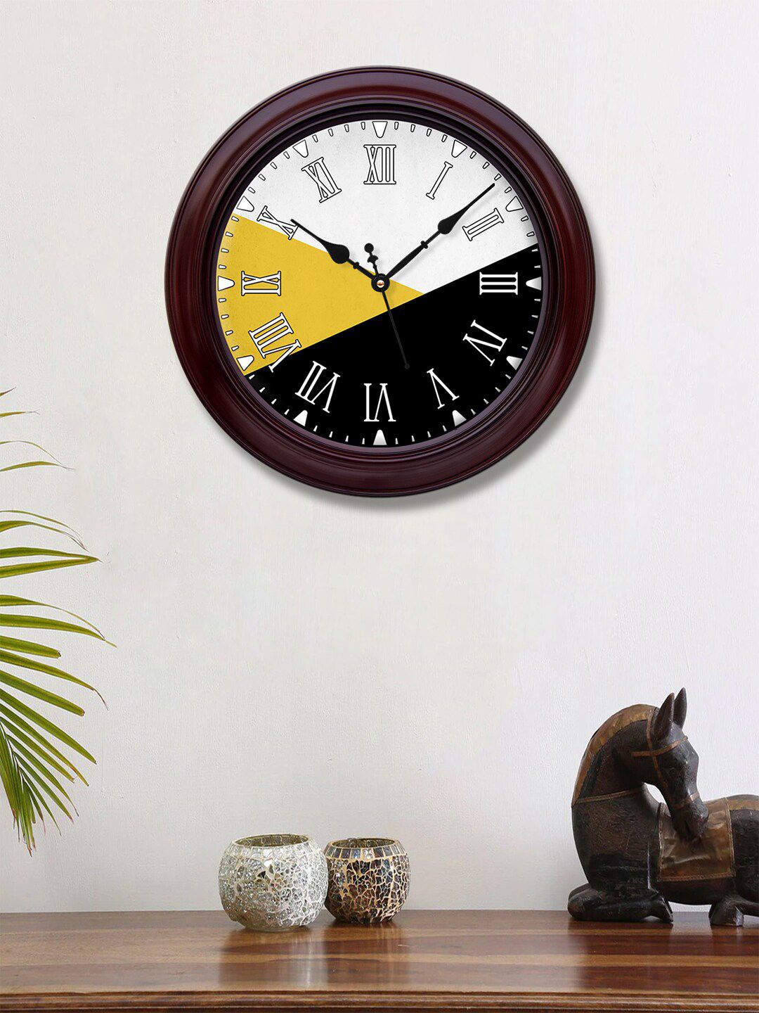 999Store Black & White Printed Contemporary Wall Clock Price in India