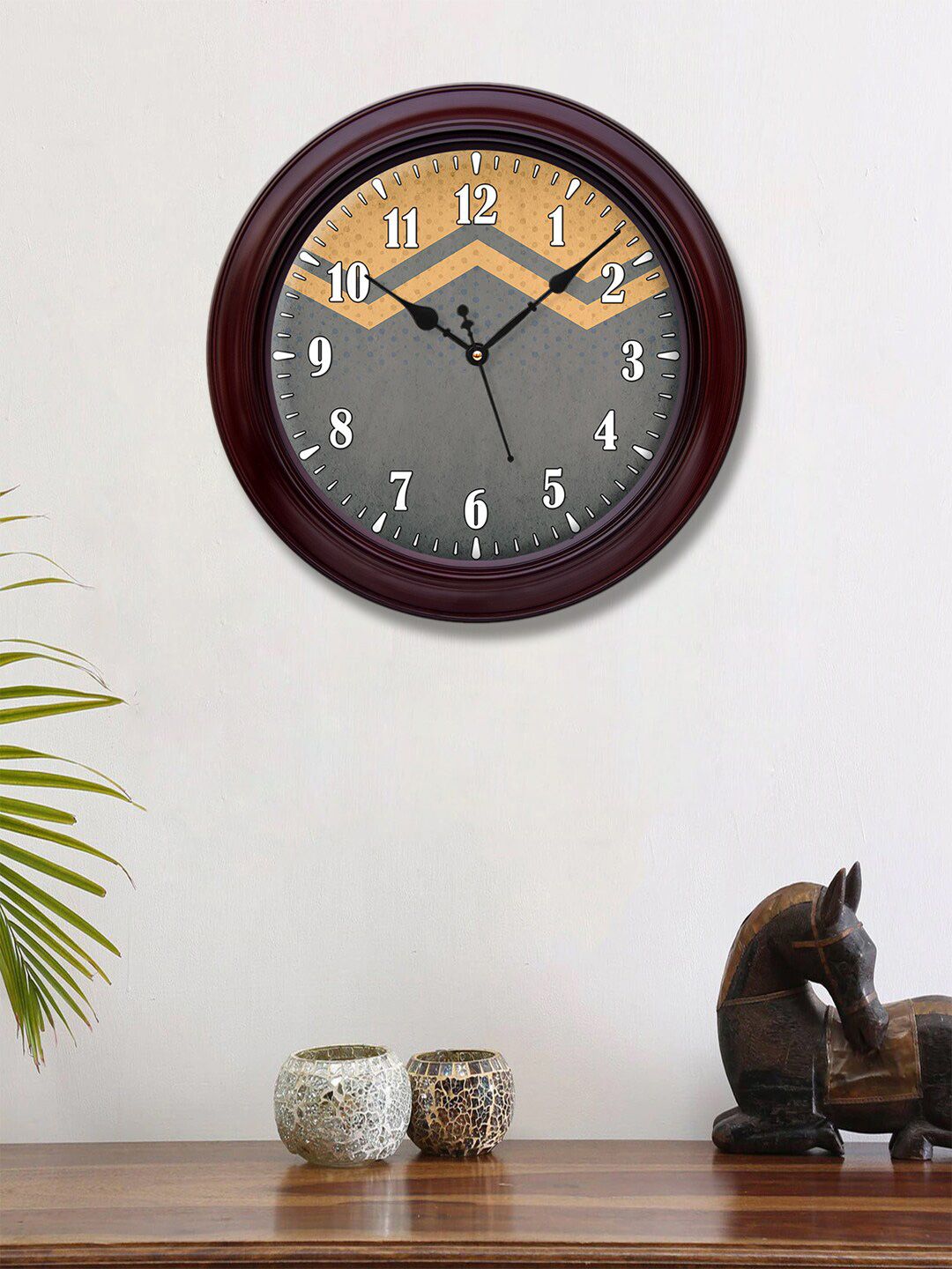 999Store Grey Printed Round Analogue Wall Clock Price in India