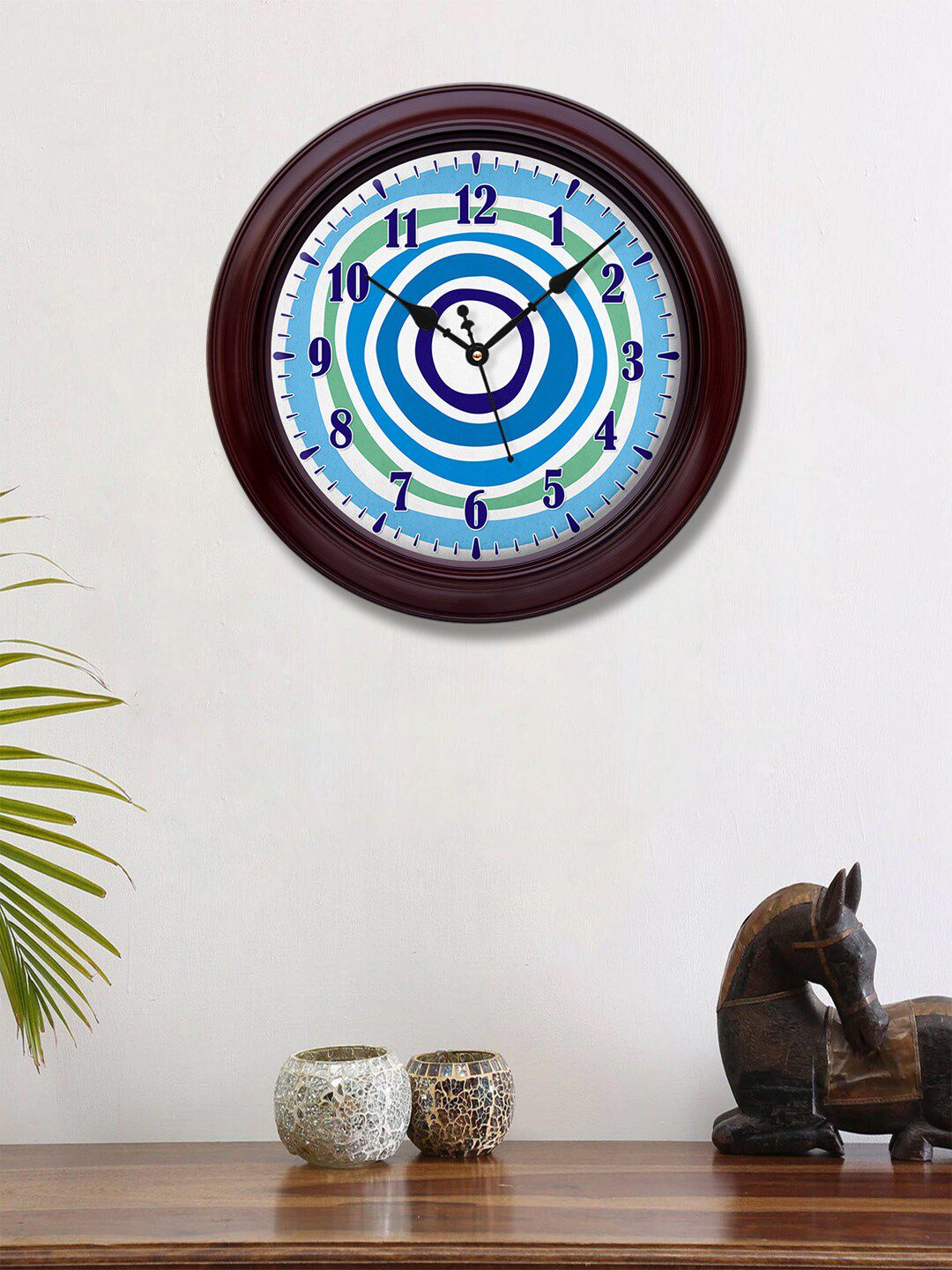 999Store Blue & White Printed Contemporary Wall Clock Price in India