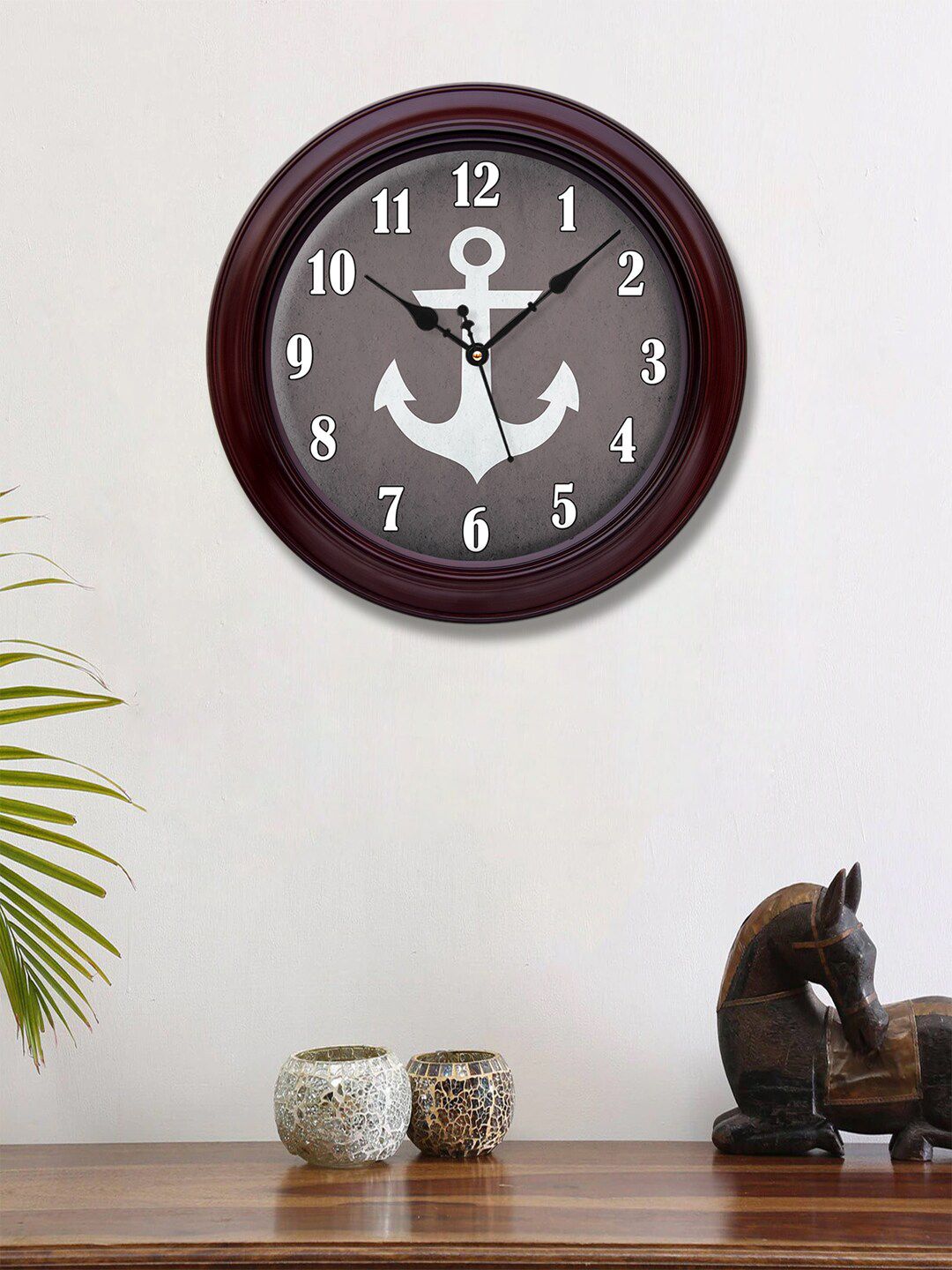 999Store Brown & Grey Anchor Printed Contemporary Wall Clock Price in India