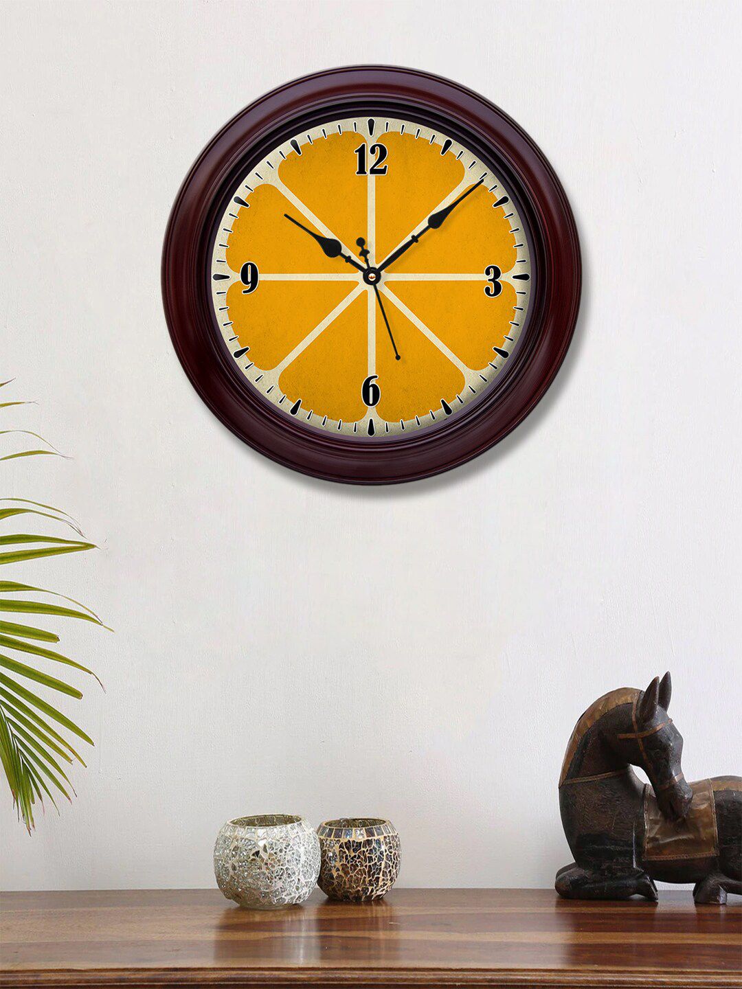 999Store Yellow & White Printed Contemporary Wall Clock Price in India