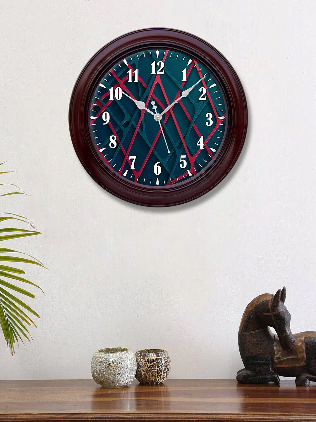999Store Blue & Red Printed Contemporary Wall Clock Price in India