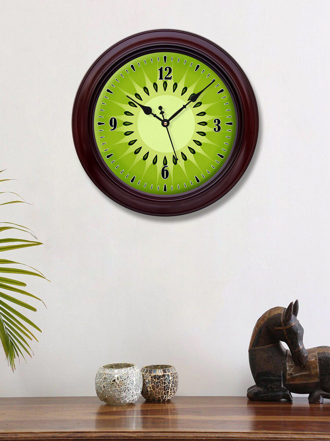 999Store Green & Brown Kiwi Fruit Printed Contemporary Wall Clock Price in India