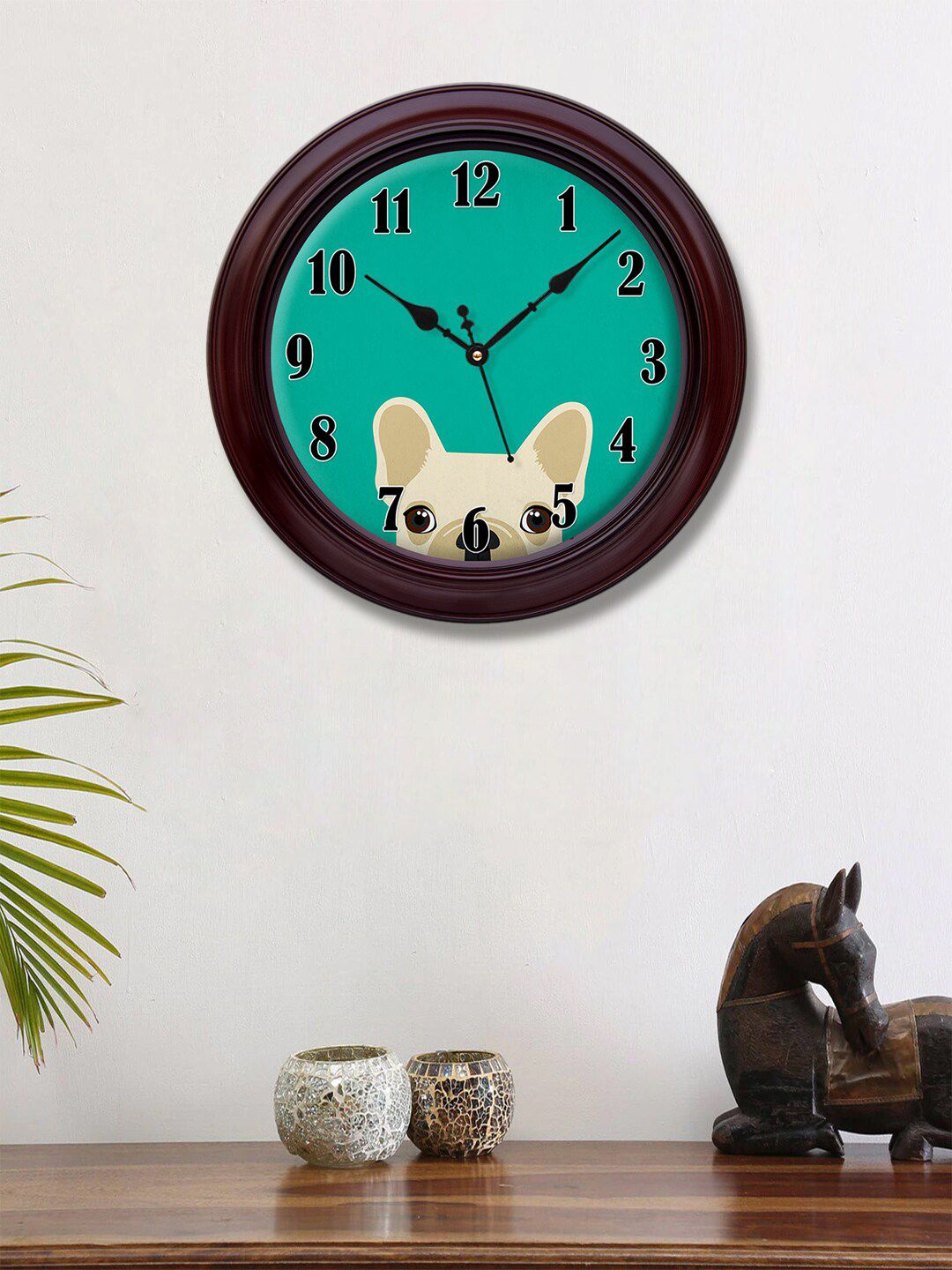 999Store Green & Brown Printed Contemporary Wall Clock Price in India