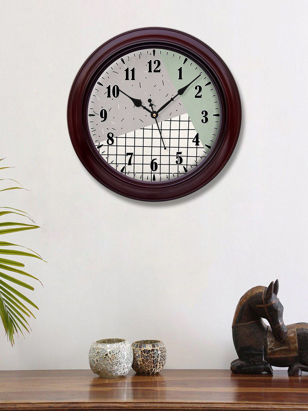 999Store Grey & Green Printed Contemporary Wall Clock 30.48 cm Price in India