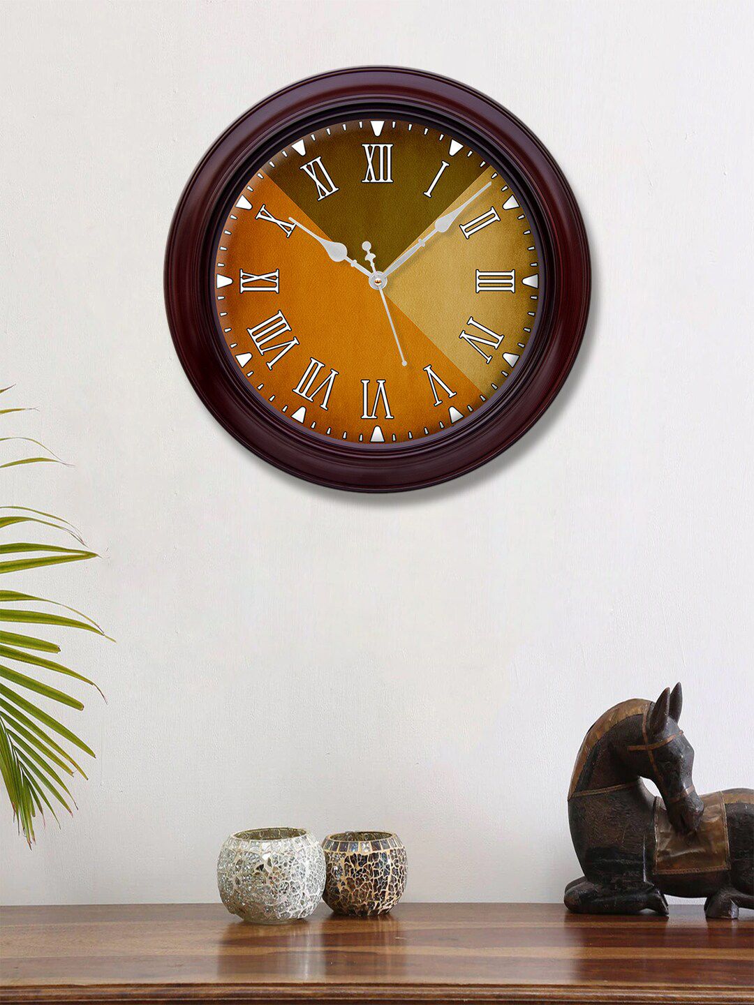 999Store Brown & Khaki Printed 30.48 Cm Contemporary Wall Clock Price in India