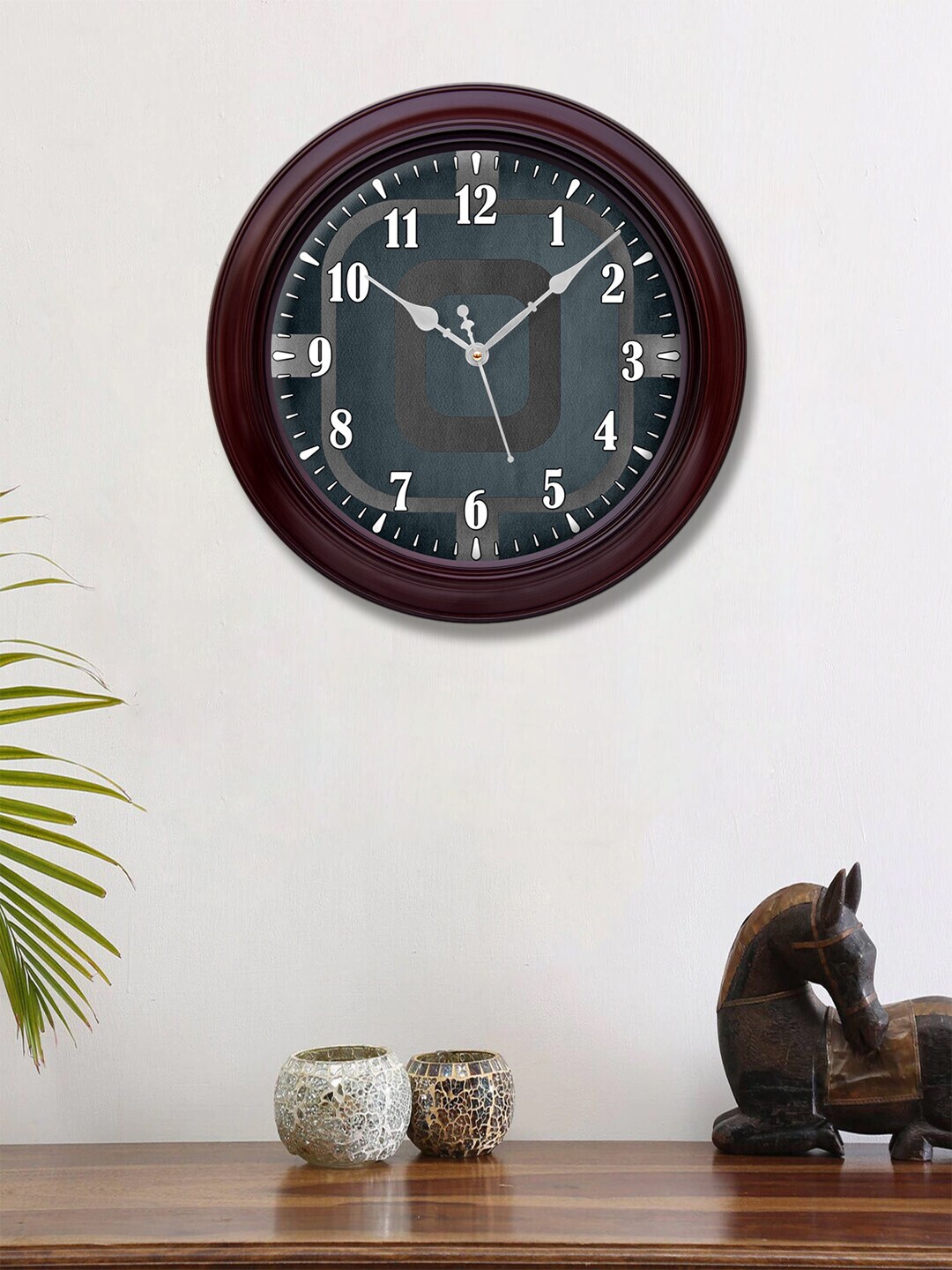 999Store Grey & Brown Printed Contemporary Wall Clock Price in India