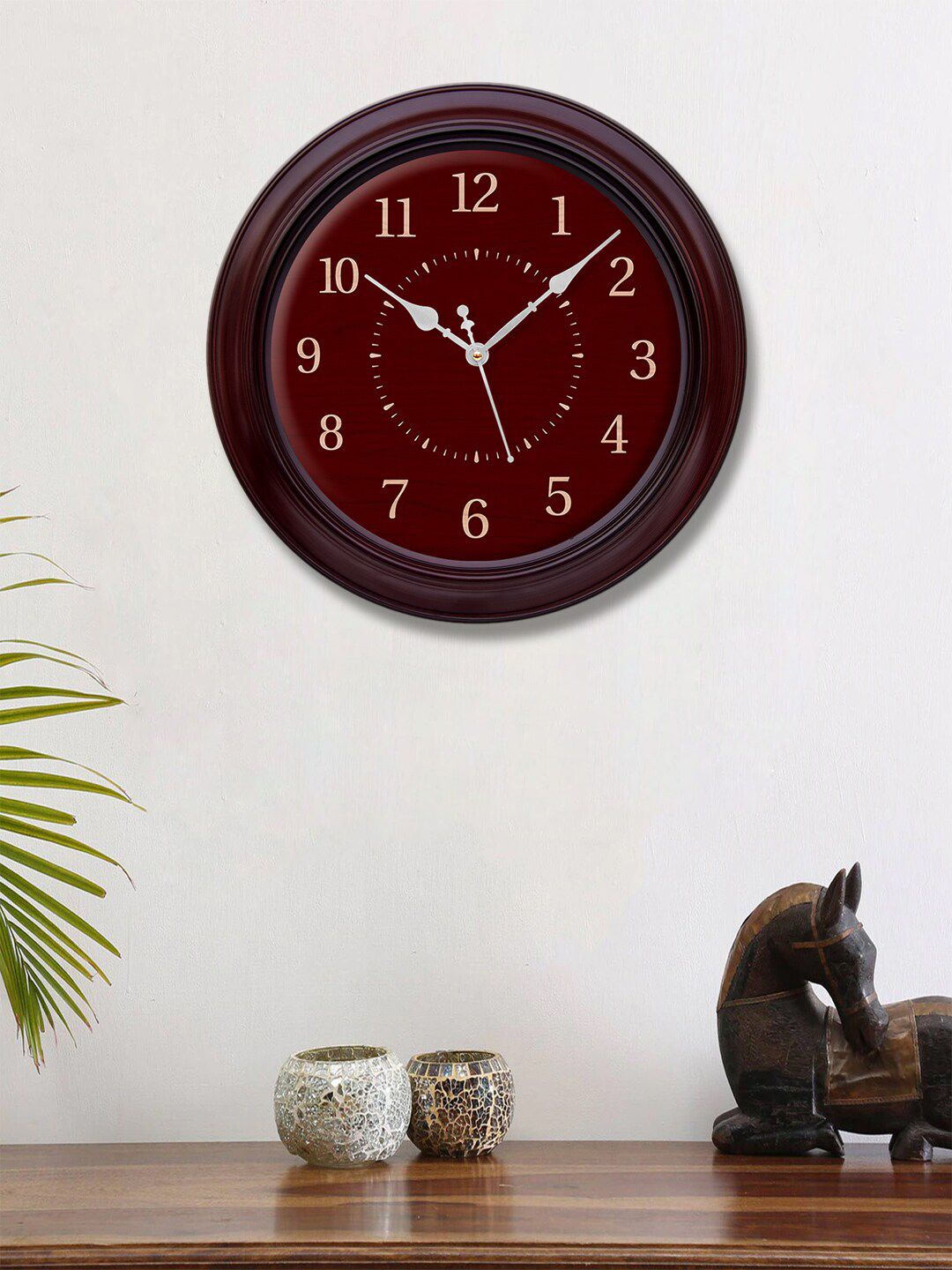 999Store Maroon Printed Contemporary 30.48 cm Wall Clock Price in India