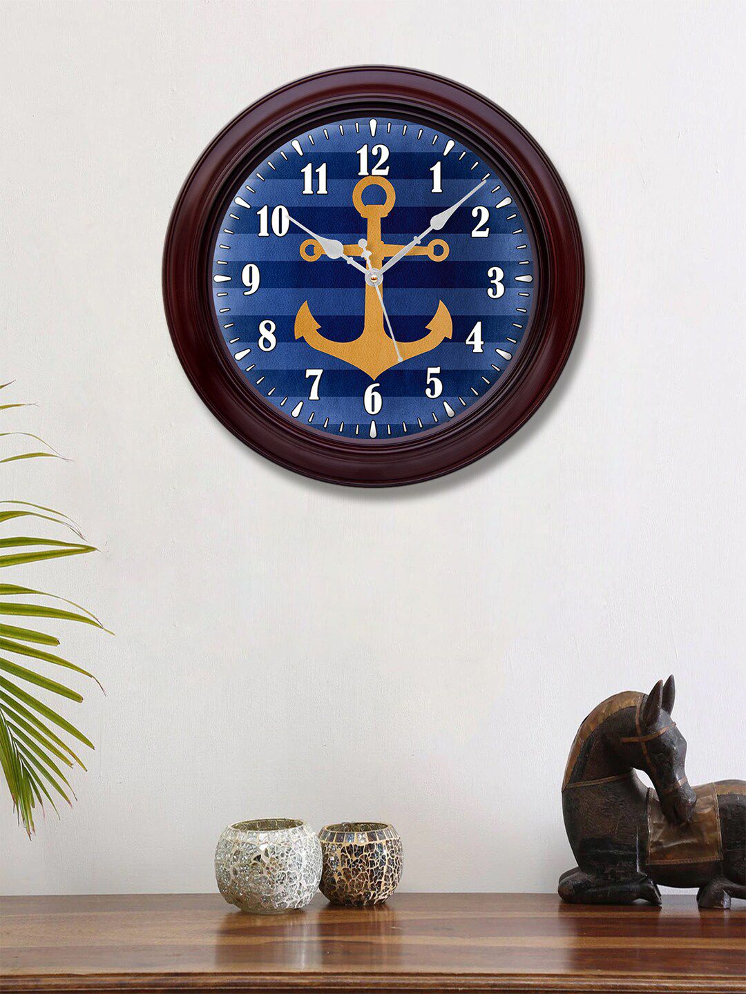 999Store Blue & White Printed Contemporary Wall Clock Price in India