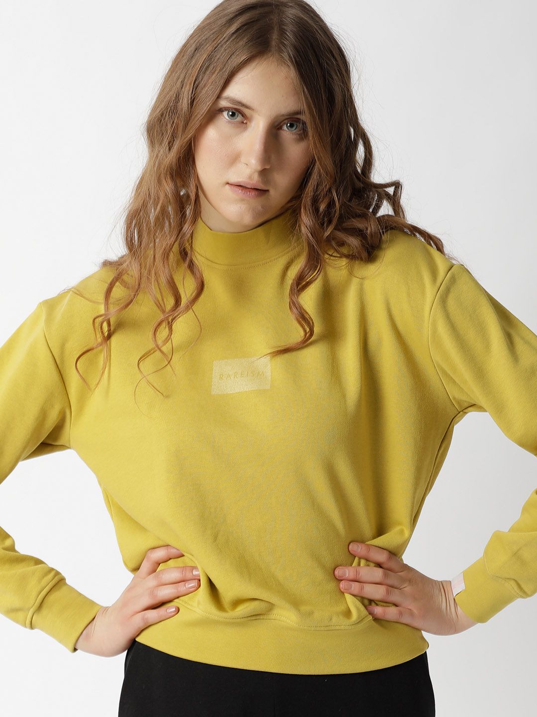 RAREISM Women Yellow Sweatshirt Price in India