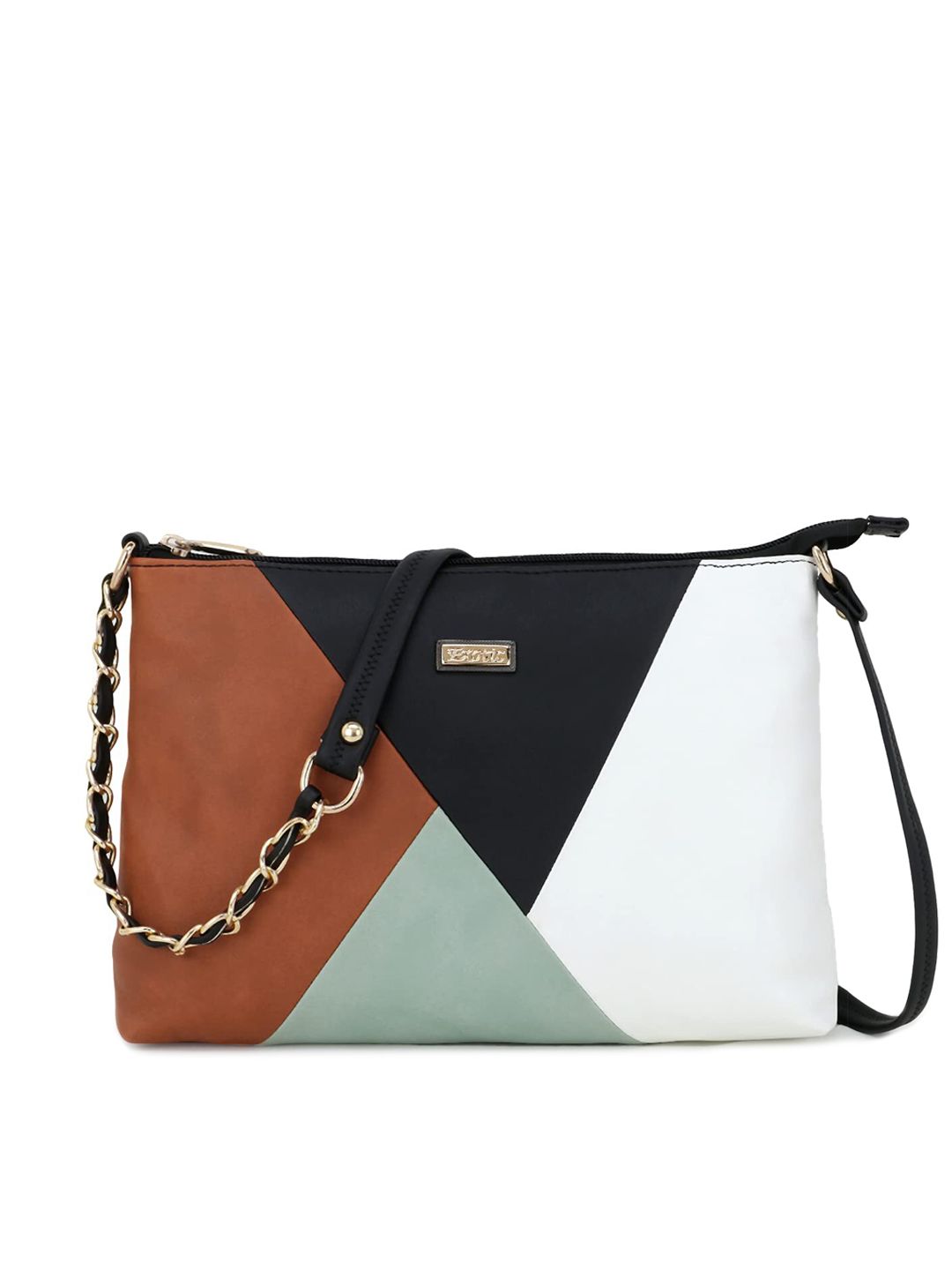 Exotic Black Colourblocked PU Structured Sling Bag Price in India