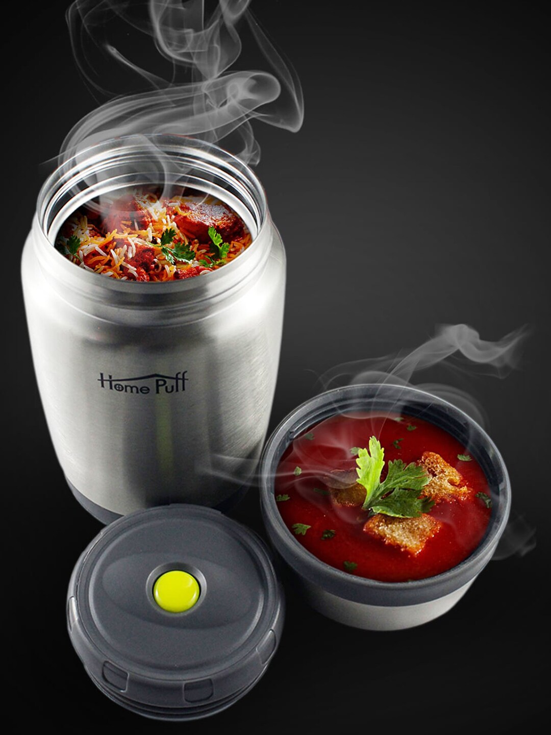 Home Puff Grey Vacuum Insulated Stainless Steel Food Jar 580 Ml Price in India