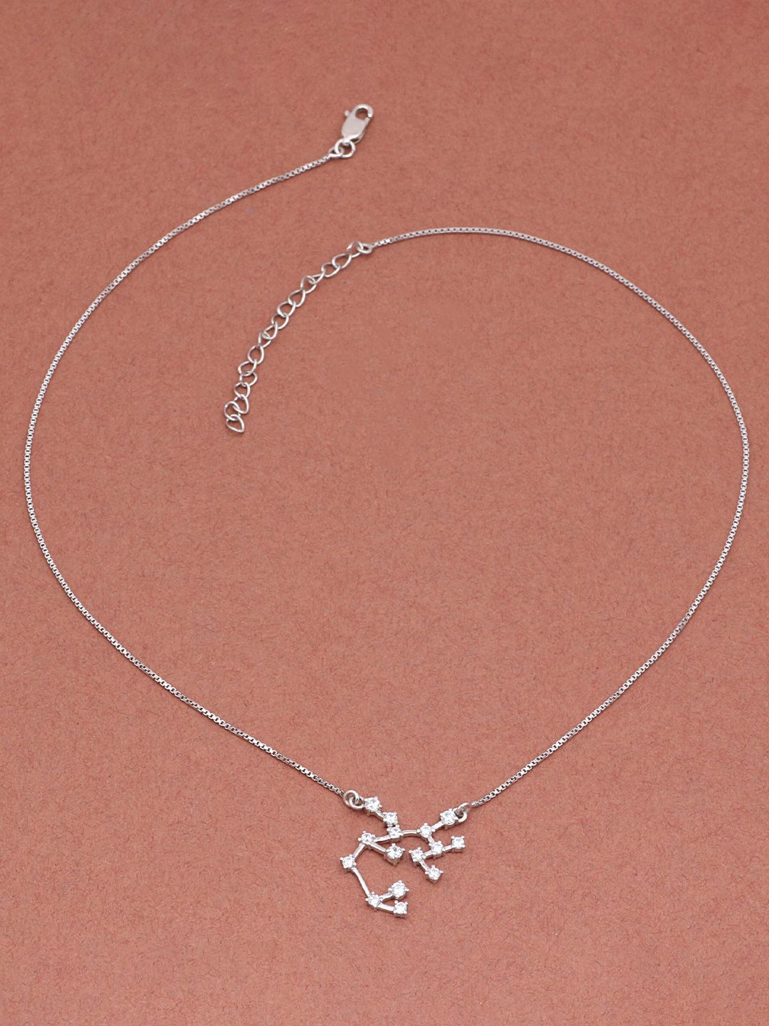Silgo Silver-Toned Sterling Silver Rhodium-Plated Sagittarius Constellation Sign Necklace Price in India