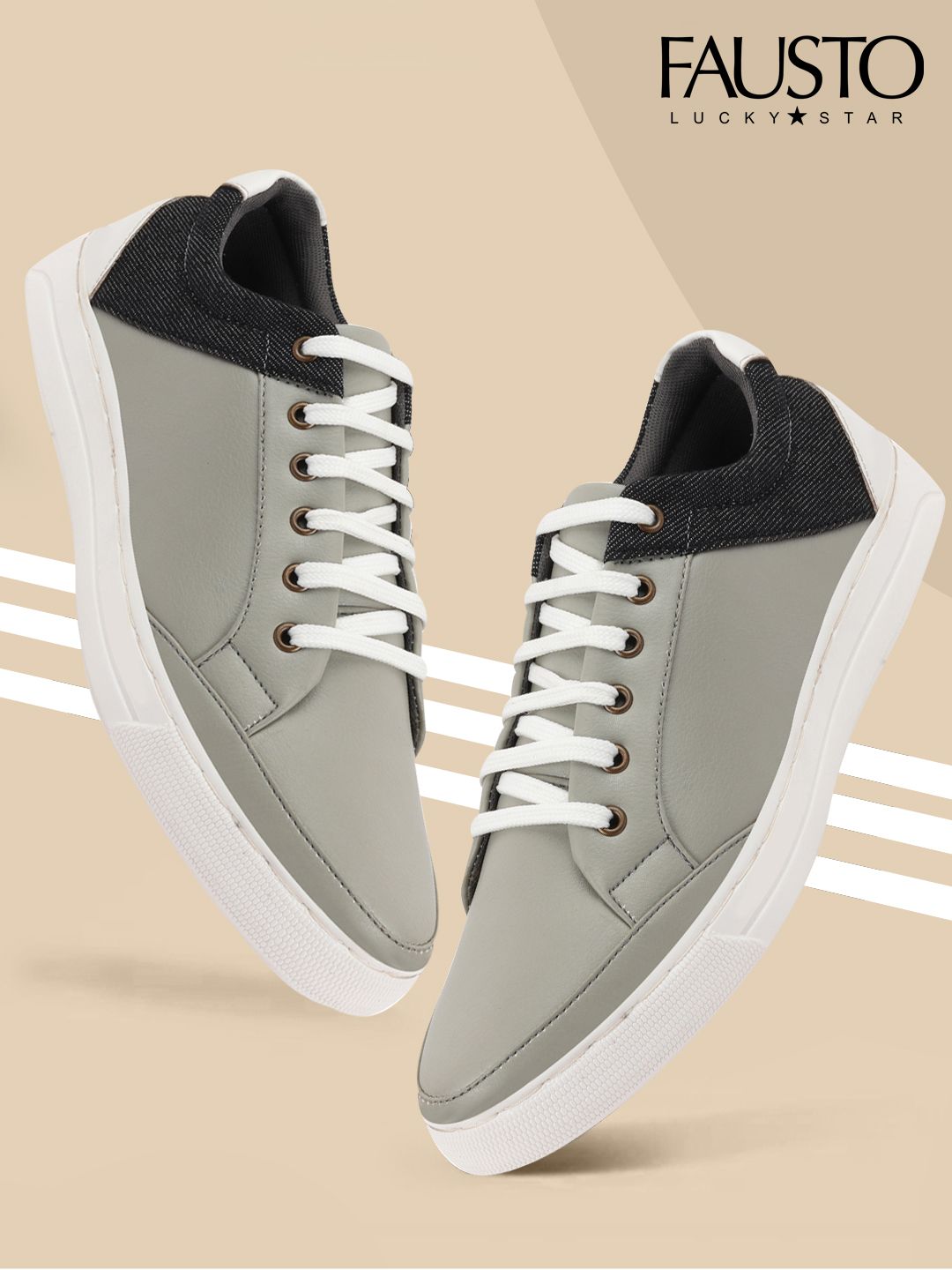 FAUSTO Men Grey Sneakers